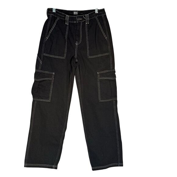 BDG Urban Outfitters Womens Sz 29 Wide Leg Cargo Skate Jeans Black Elastic Waist - Picture 2 of 13